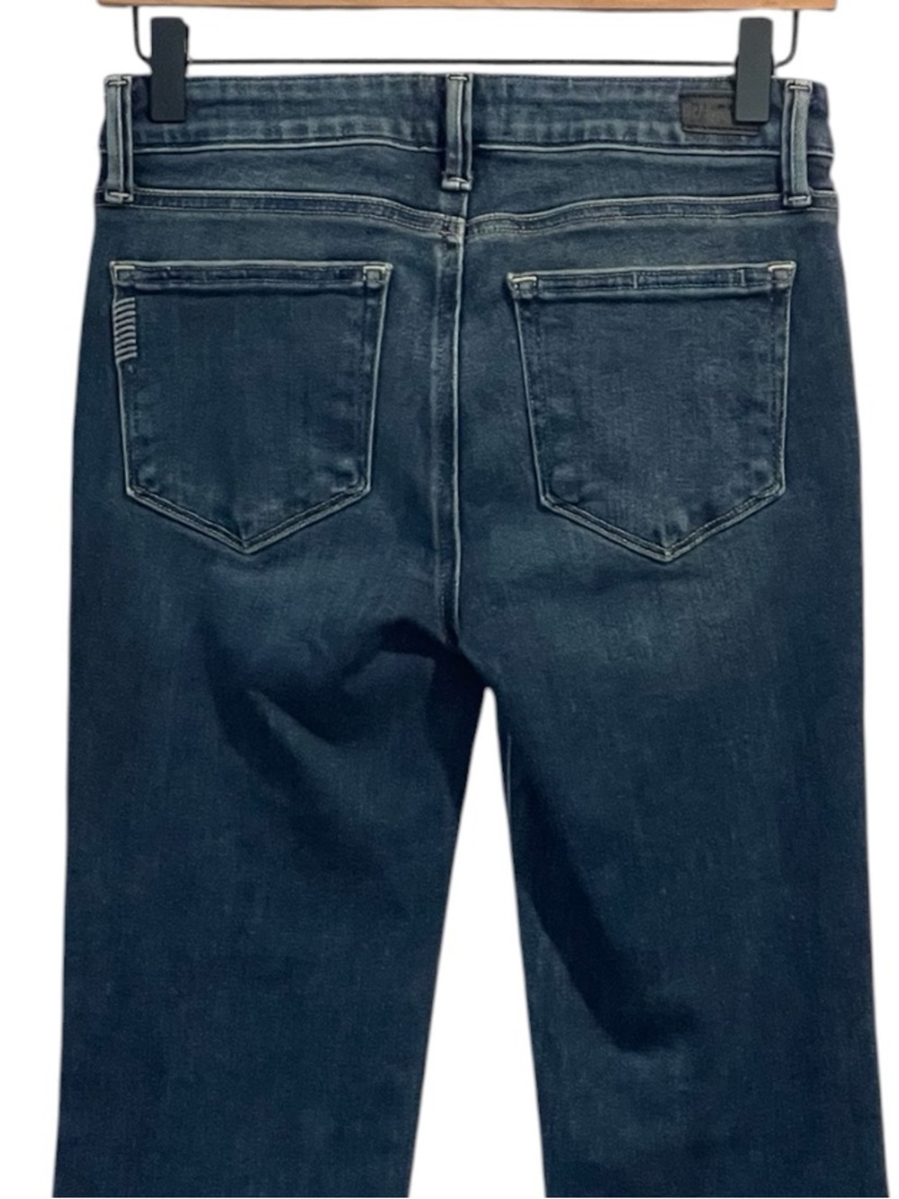 PAIGE Laurel Canyon, Boot Cut, High Rise Jeans, Medium Wash, Raw Hem, Size 27 - Picture 12 of 13